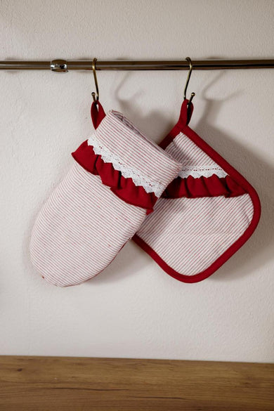 Набір рукавичка та прихватка Червона смужка ПРОВАНС, 29х15см, 20х20см 038957