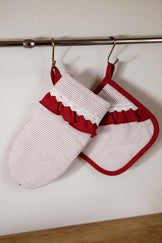 Набір рукавичка та прихватка Червона смужка ПРОВАНС, 29х15см, 20х20см 038957