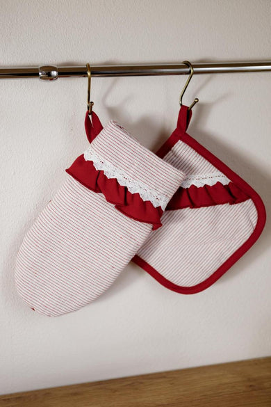 Набір рукавичка та прихватка Червона смужка ПРОВАНС, 29х15см, 20х20см 038957