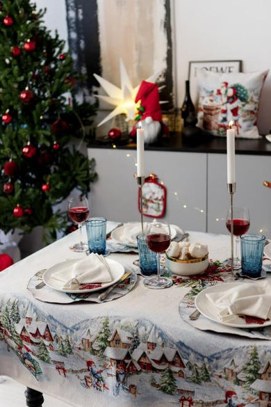 Скатертина гобеленова з велюром Снігова зима ПРОВАНС, 135х140см 037468