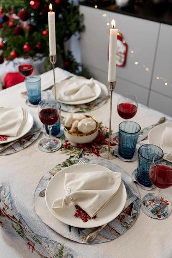 Скатертина гобеленова з велюром Снігова зима ПРОВАНС, 135х220см 037472