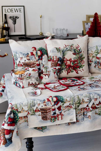 Наволочка гобеленова з велюром Снігова зима Вінок ПРОВАНС, 45х45см 037189