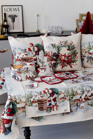 Наволочка гобеленова з велюром Снігова зима Вінок ПРОВАНС, 45х45см 037189