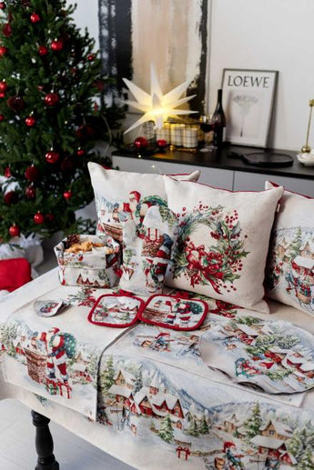 Гобеленова новорічна прихватка з велюром Снігова зима ПРОВАНС, 15х20см 037837