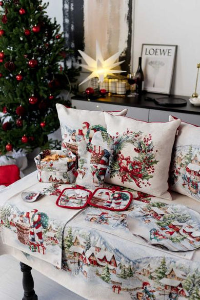 Гобеленова новорічна прихватка з велюром Снігова зима ПРОВАНС, 15х20см 037837