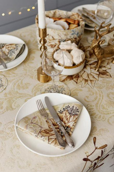 Новорічна овальна скатертина Золоте свято ПРОВАНС, 135х240см 037392