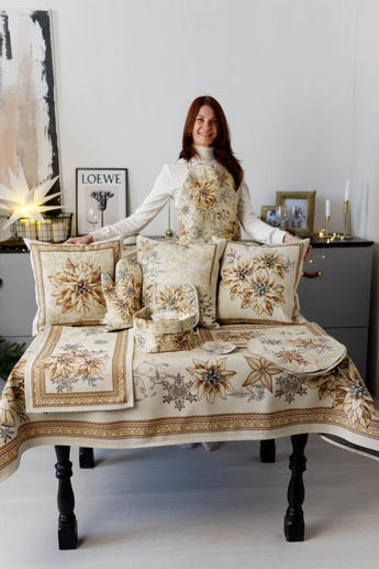 Наволочка гобеленова новорічна Три квітки ПРОВАНС, 45х45см 036960