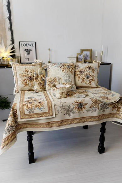 Наволочка гобеленова новорічна Квітка в рамці ПРОВАНС, 45х45см 036958