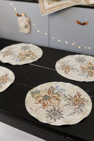 Новорічна кругла серветка Золоте свято ПРОВАНС, D35см 036313