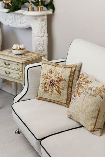 Наволочка гобеленова новорічна Квітка в рамці ПРОВАНС, 45х45см 036958