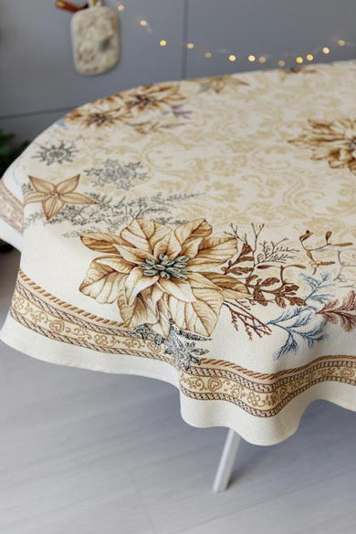 Новорічна овальна скатертина Золоте свято ПРОВАНС, 135х240см 037392