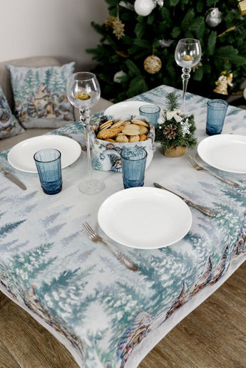 Новорічна гобеленова скатертина Казкові гноми ПРОВАНС, 135х220см 038449