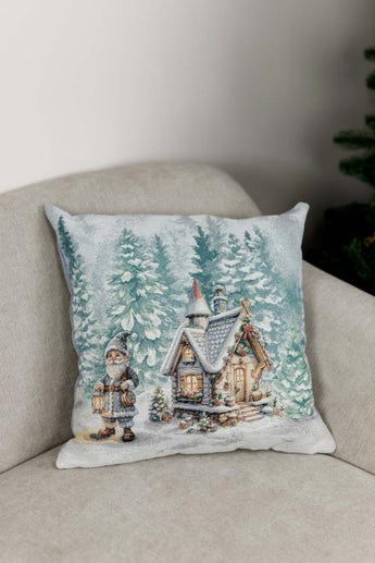 Наволочка гобеленова новорічна Казкові гноми Будиночок ПРОВАНС, 45х45см 038483
