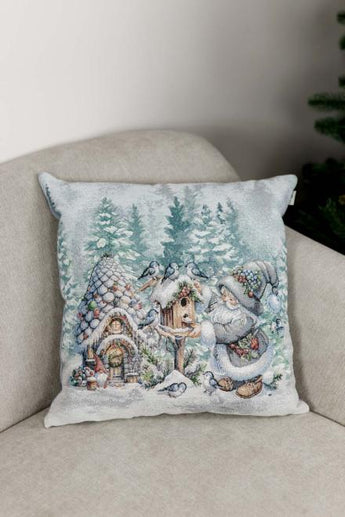 Наволочка гобеленова новорічна Казкові гноми Шпаківня ПРОВАНС, 45х45см 038485