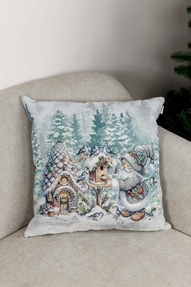 Подушка гобеленова новорічна Казкові гноми Шпаківня ПРОВАНС, 45х45см 038479