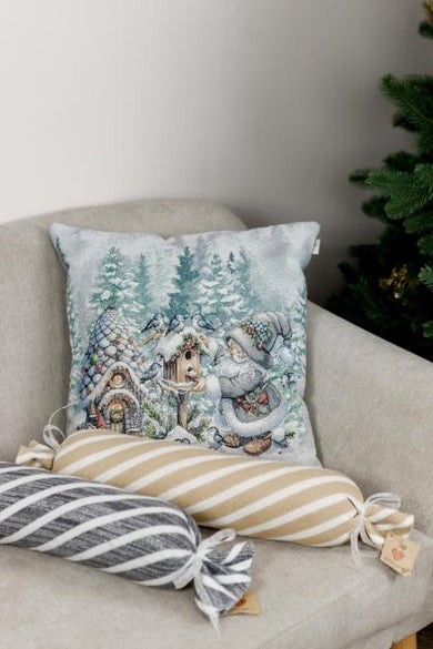Наволочка гобеленова новорічна Казкові гноми Шпаківня ПРОВАНС, 45х45см 038485