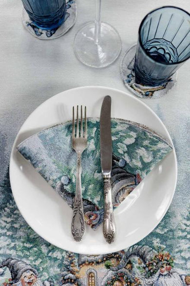 Новорічна кругла гобеленова серветка Казкові гноми ПРОВАНС, D35см 038429