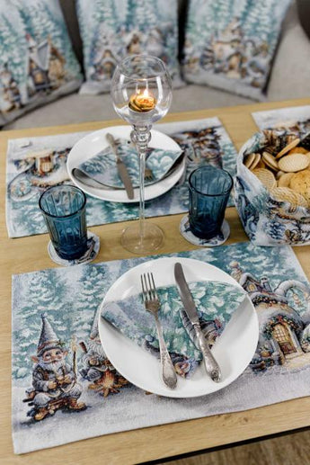 Наволочка гобеленова новорічна Казкові гноми Будиночок ПРОВАНС, 45х45см 038483