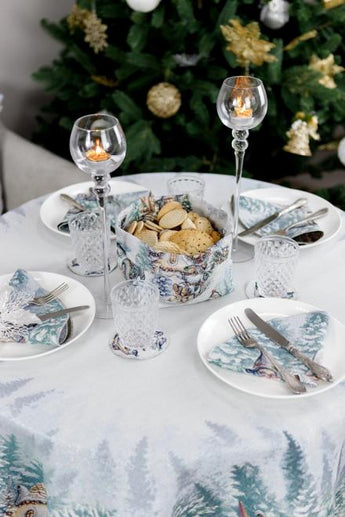 Новорічна кругла гобеленова серветка Казкові гноми ПРОВАНС, D35см 038429