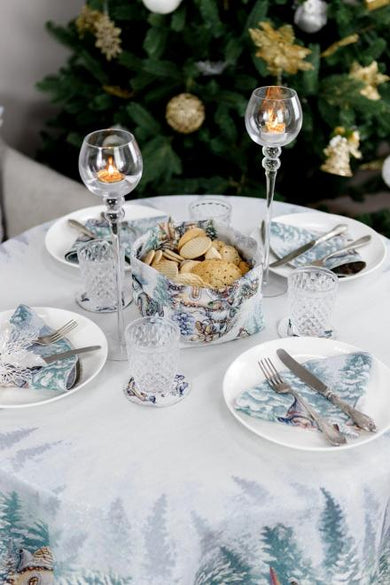 Новорічна кругла гобеленова серветка Казкові гноми ПРОВАНС, D35см 038429