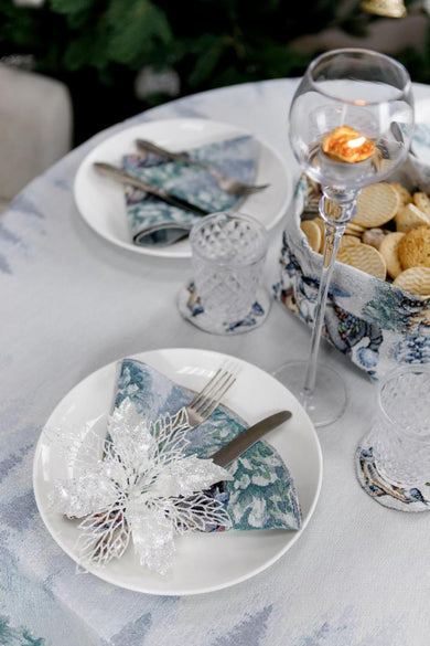 Новорічна кругла гобеленова скатертина Казкові гноми ПРОВАНС, D180см 038459