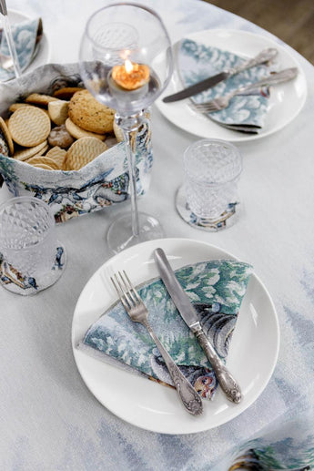 Новорічна кругла гобеленова скатертина Казкові гноми ПРОВАНС, D180см 038459