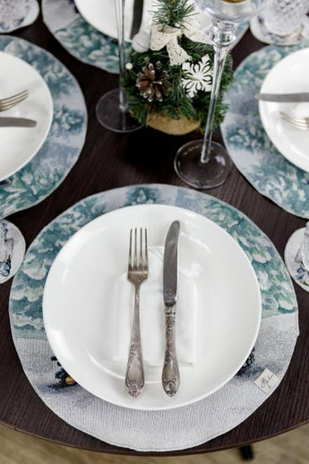 Новорічна кругла гобеленова серветка Казкові гноми ПРОВАНС, D35см 038429