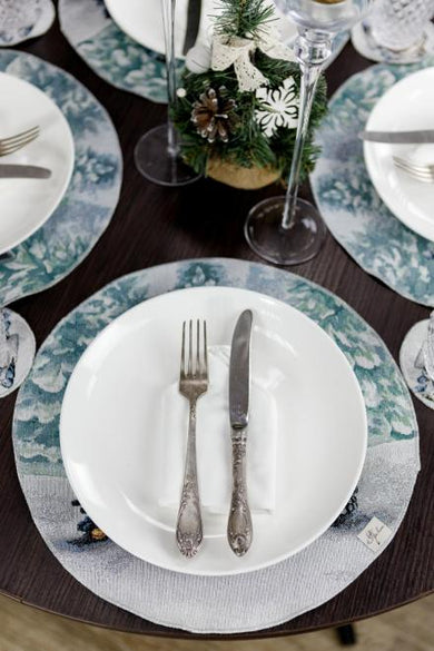 Новорічна кругла гобеленова серветка Казкові гноми ПРОВАНС, D35см 038429