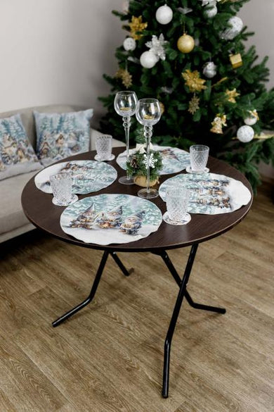 Новорічна кругла гобеленова серветка Казкові гноми ПРОВАНС, D35см 038429