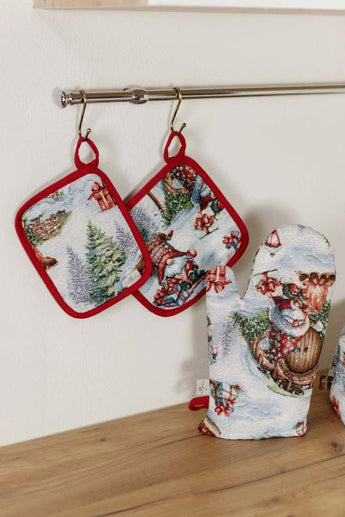 Гобеленова новорічна кухонна прихватка Різдвяне багаття ПРОВАНС, 20х20см 038400