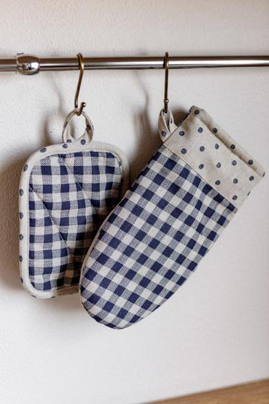 Набір рукавичка та прихватка Синя клітинка ПРОВАНС, 29х15см 035696