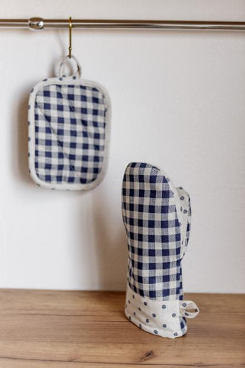 Набір рукавичка та прихватка Синя клітинка ПРОВАНС, 29х15см 035696