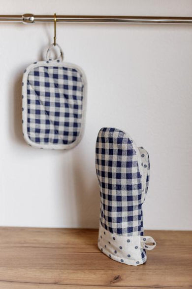 Набір рукавичка та прихватка Синя клітинка ПРОВАНС, 29х15см 035696