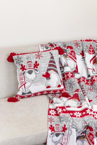 В'язана новорічна наволочка Веселі гноми ПРОВАНС, 45х45см 037490