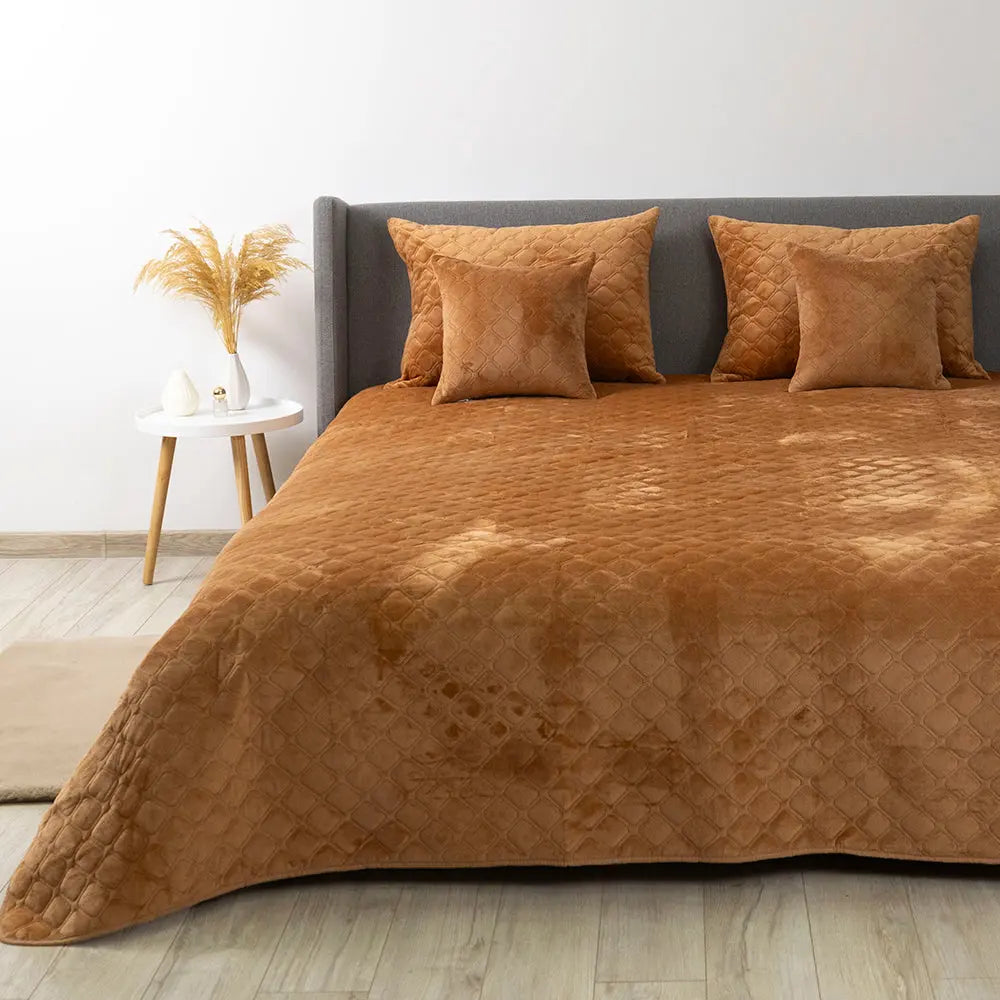 Покривало ТЕП "VELOUR" 240*260 см Кофейний/Ромб прямий