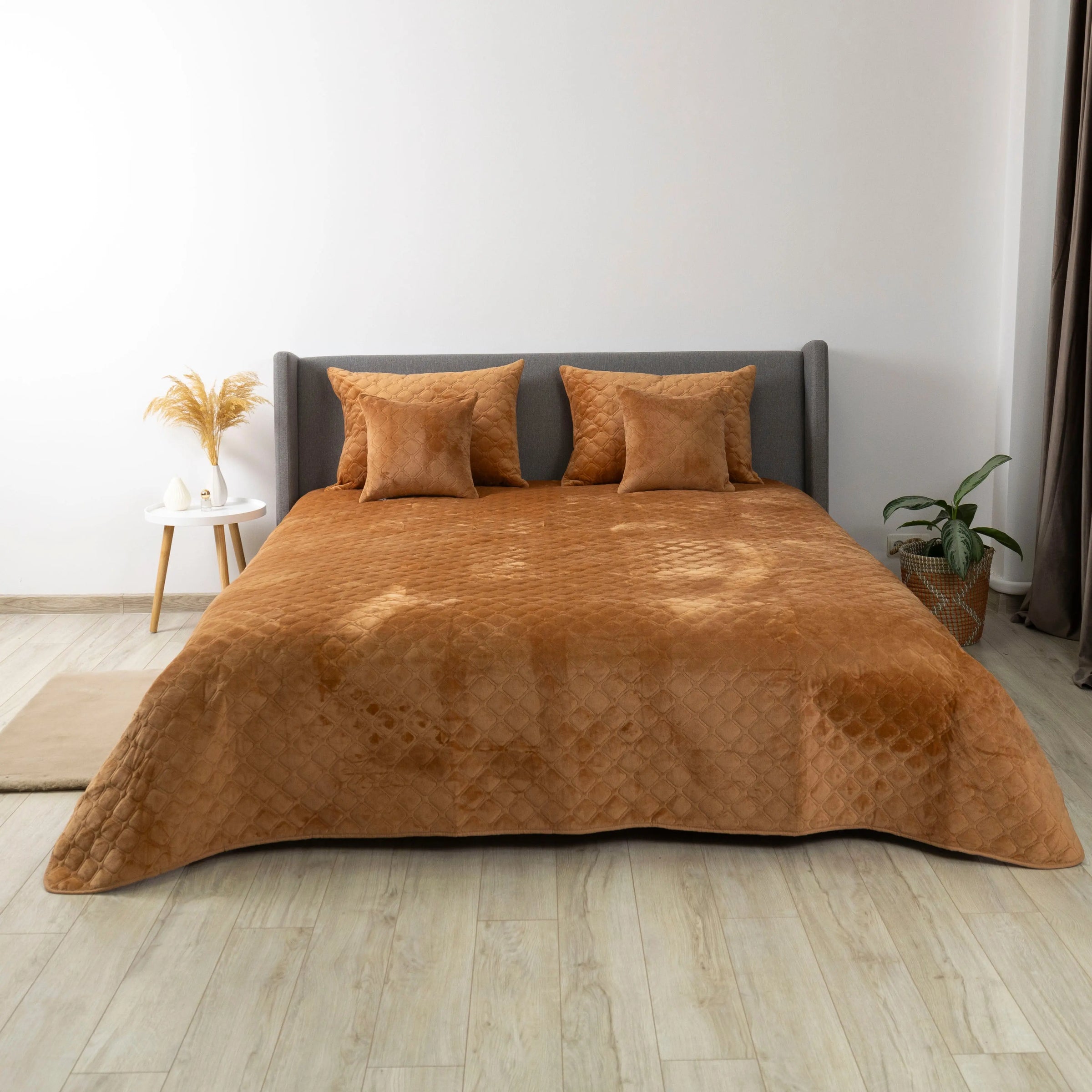 Покривало ТЕП "VELOUR" 220*240 см 1шт Кофейний/Ромб круглий