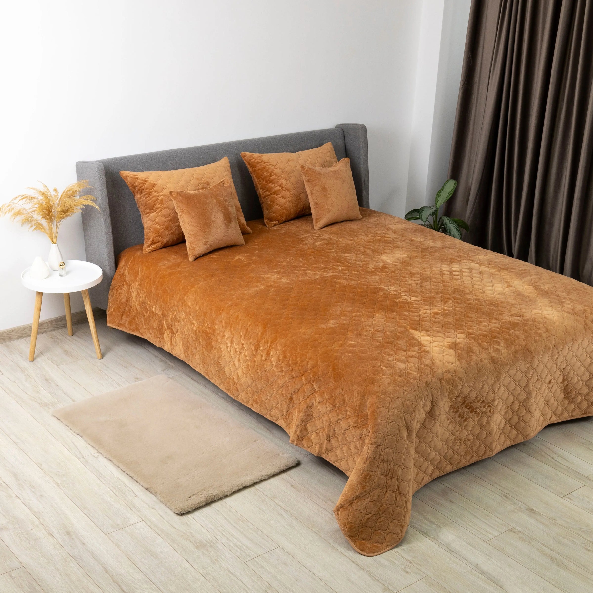 Покривало ТЕП "VELOUR" 150*210 см кавовий/ромб круглий