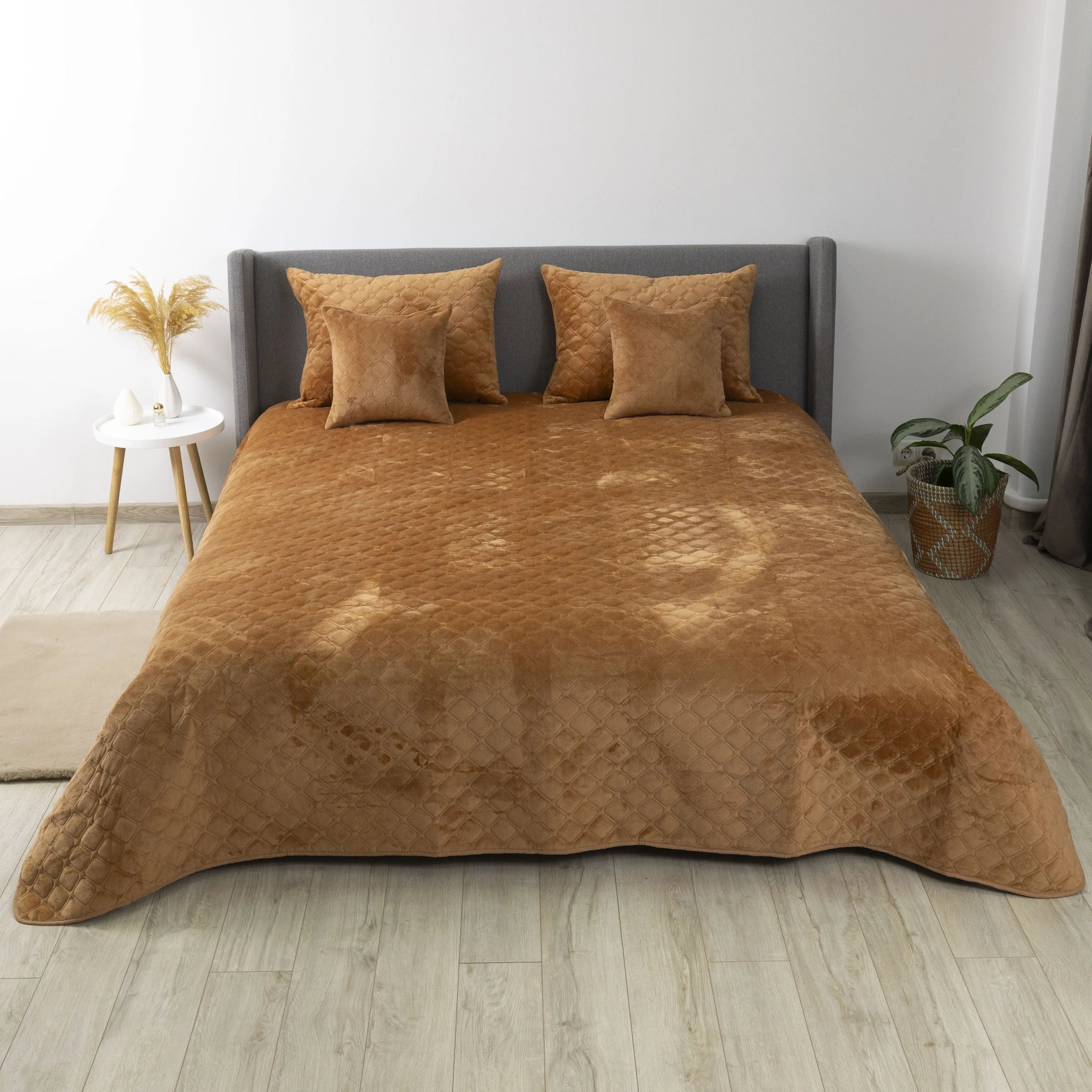 Покривало ТЕП "VELOUR" 220*240 см 1шт Кофейний/Ромб круглий