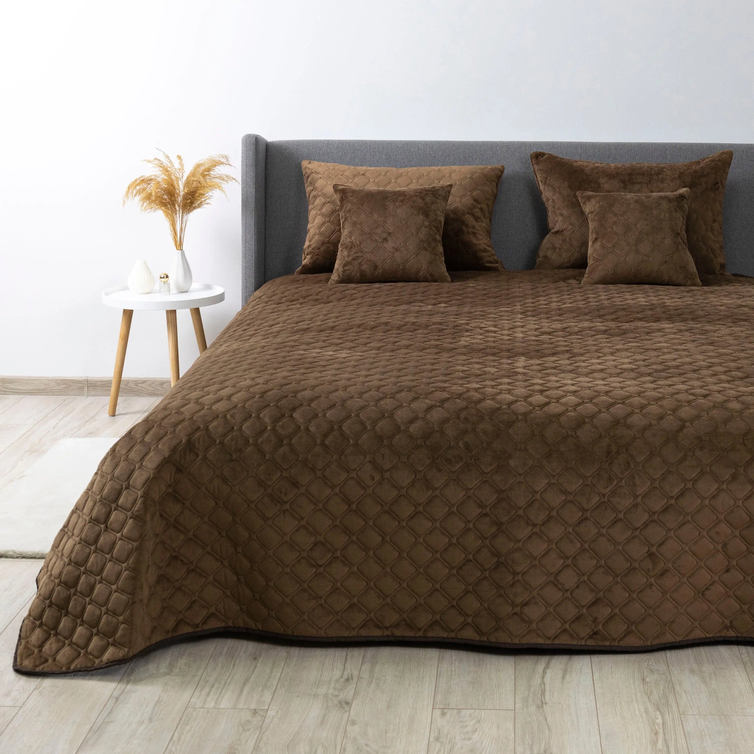 Покривало ТЕП "VELOUR" 150*210 см коричневе/ромб круглий