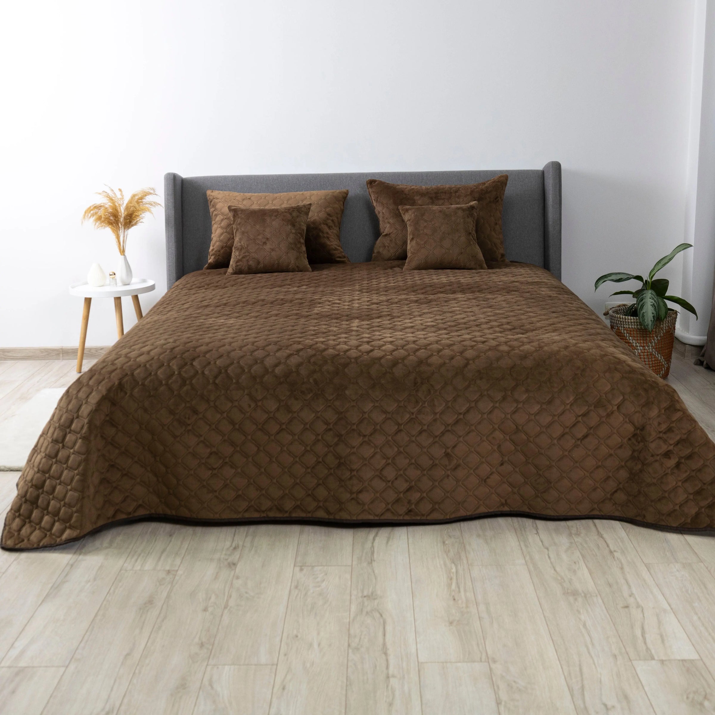 Покривало ТЕП "VELOUR" 220*240 см Коричневий/Ромб круглий