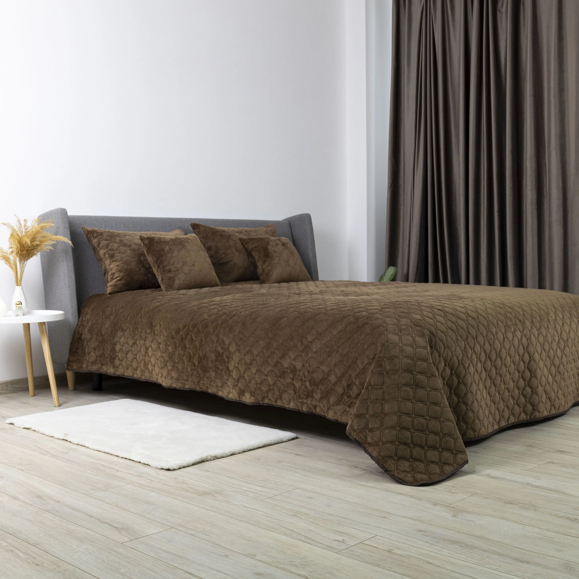 Покривало ТЕП "VELOUR" 150*210 см коричневе/ромб круглий