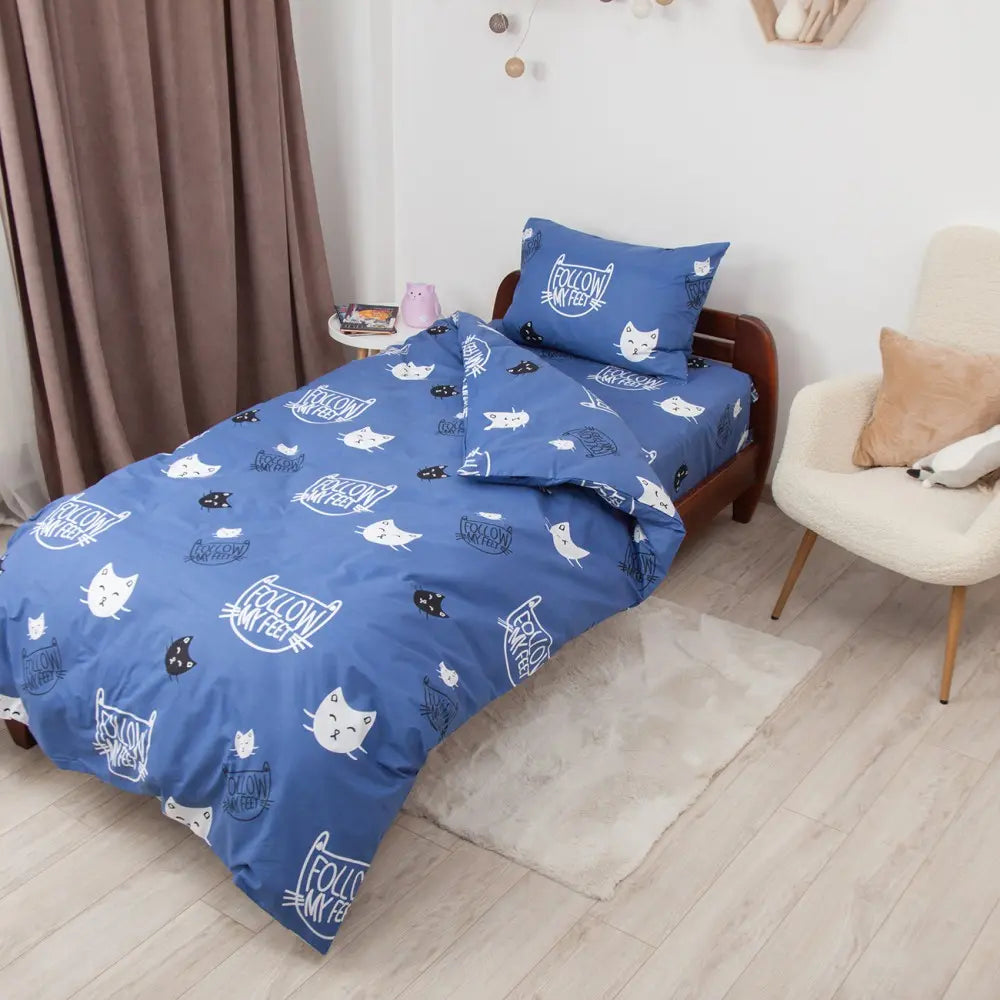 Комплект постільної білизни ТЕП "Soft dreams" Кошенятка (сині), 50x70 підлітковий 