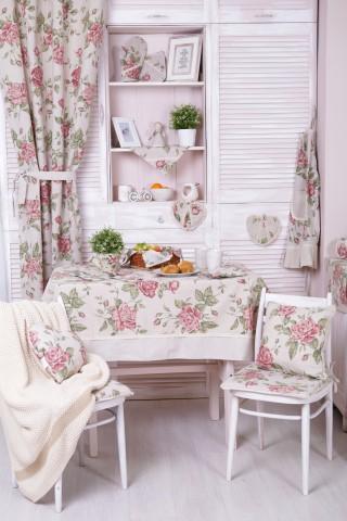 Скатертина на святковий стіл Large Pink Rose Прованс, 140х180 см