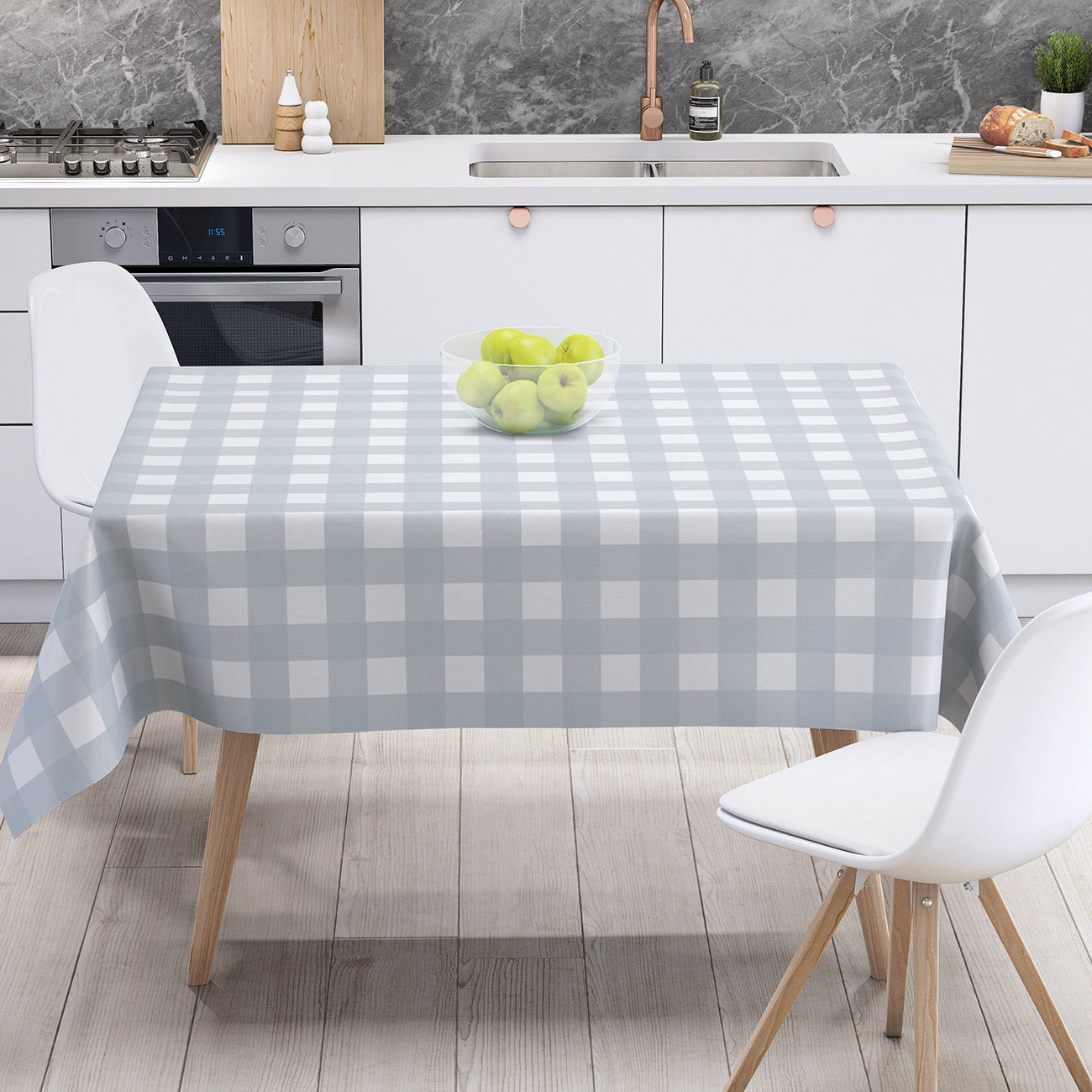 Скатертина "Panama" 180*220 см водовідштовхуюча Light Grey Check 