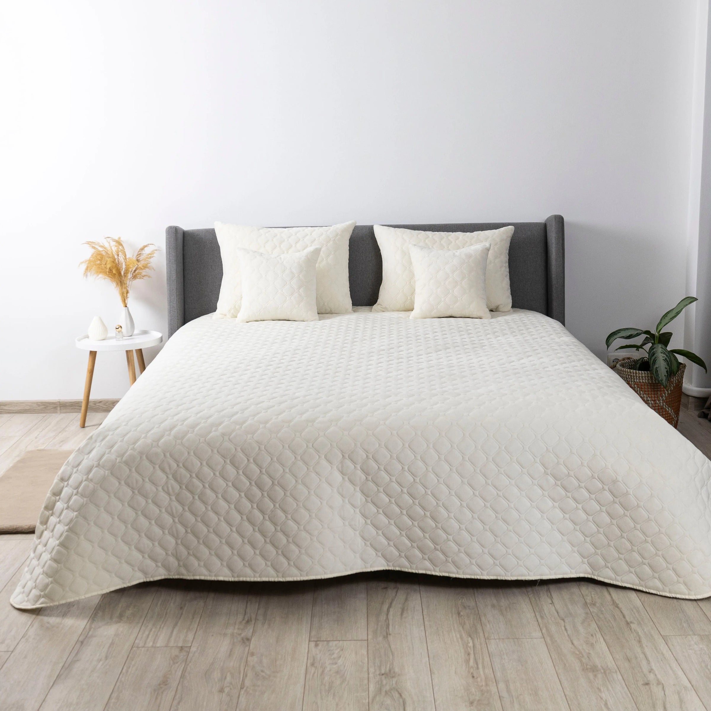 Покривало ТЕП "VELOUR" 220*240 см молочний/ромб круглий