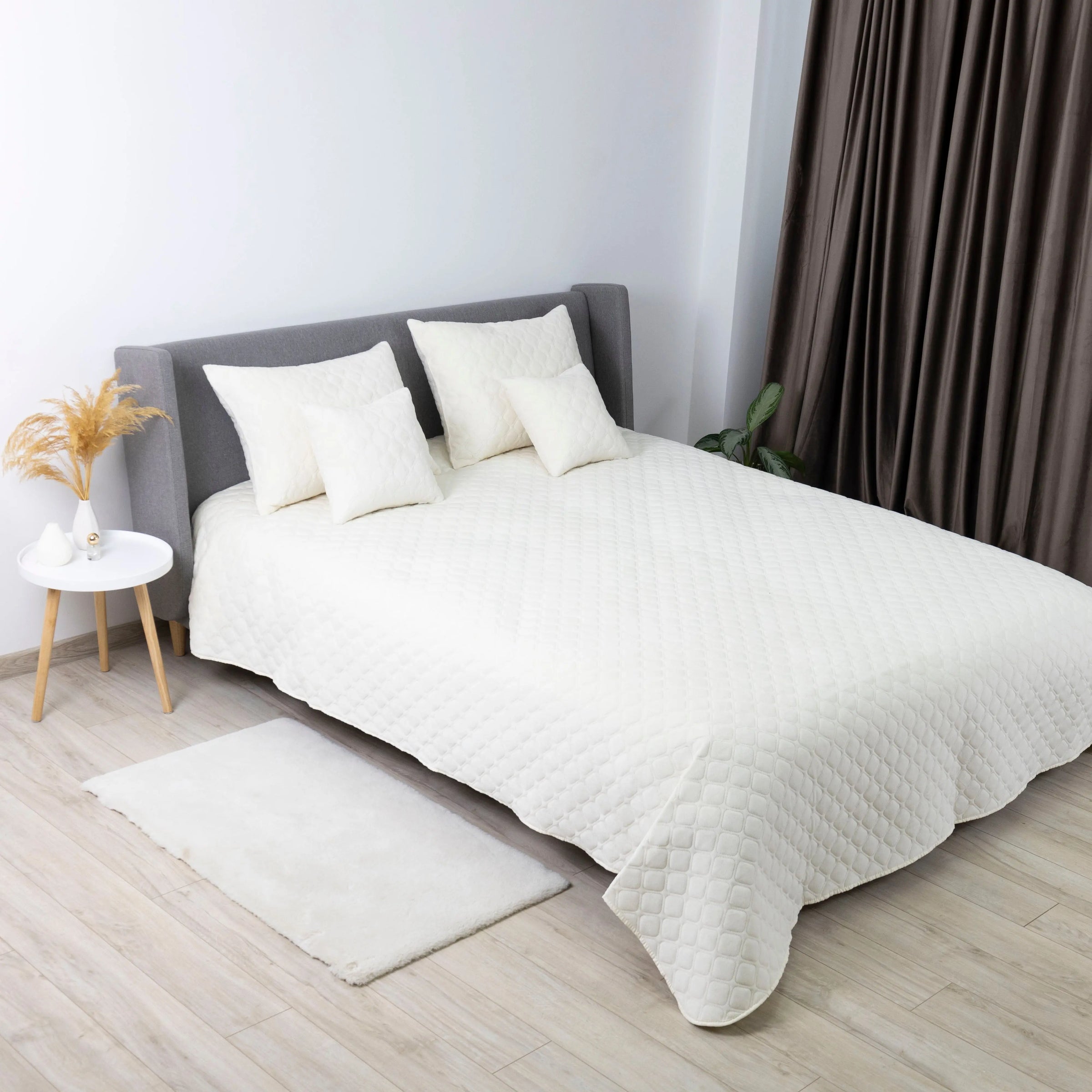 Покривало ТЕП "VELOUR" 220*240 см молочний/ромб круглий