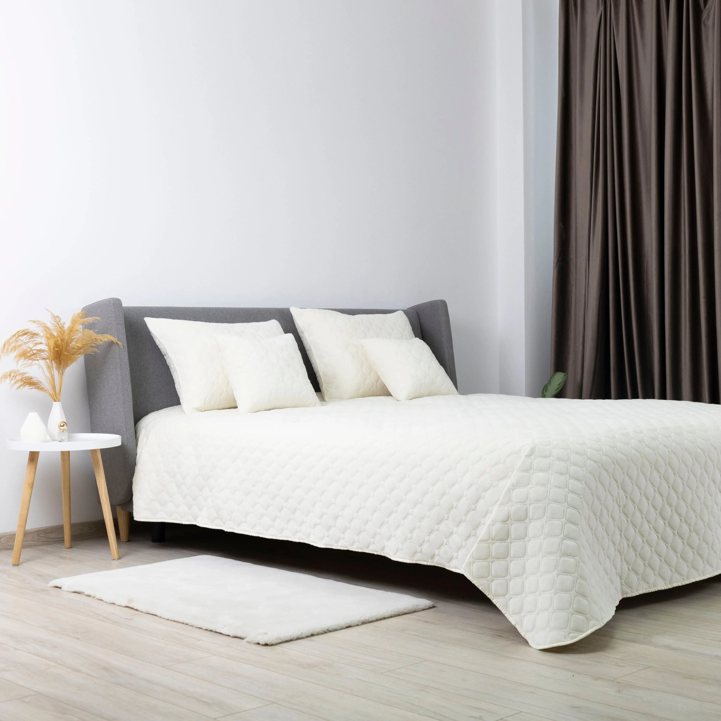 Покривало ТЕП "VELOUR" 150*210 см молочний/ромб круглий