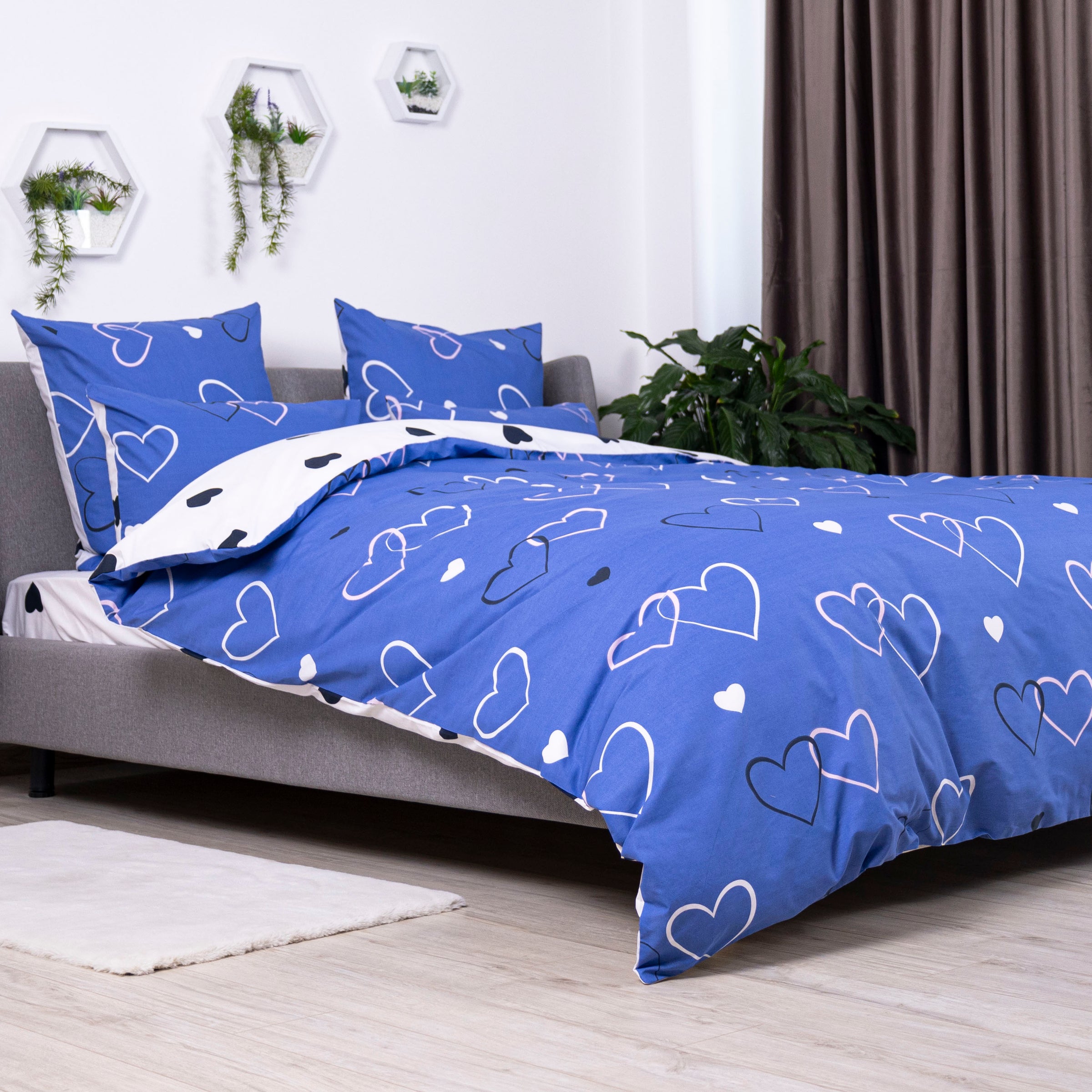 Комплект постільної білизни ТЕП "Happy Sleep" NAVY BLUE LOVE, 50x70 євро 