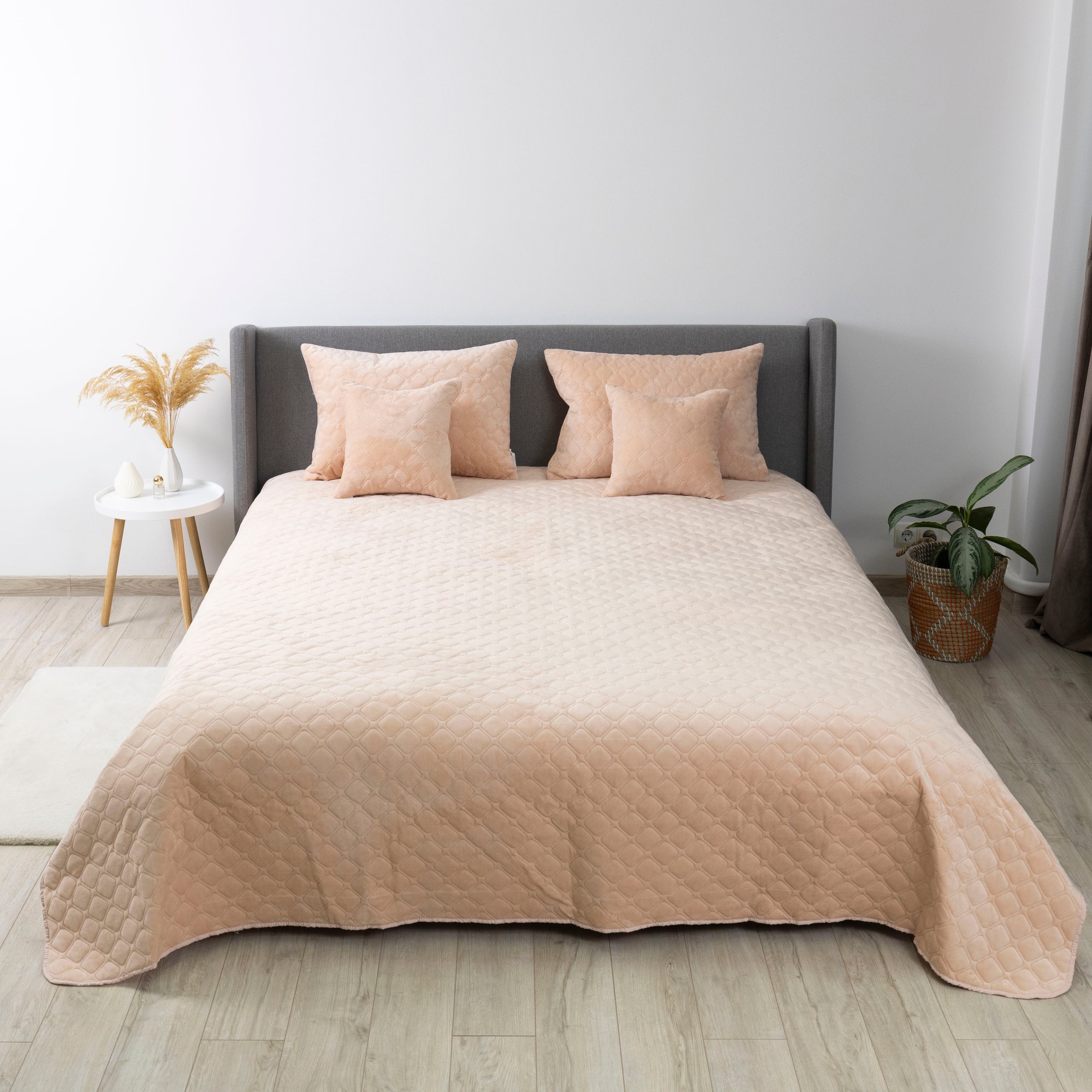 Покривало ТЕП "VELOUR" 220*240 см Персиковий/Ромб круглий