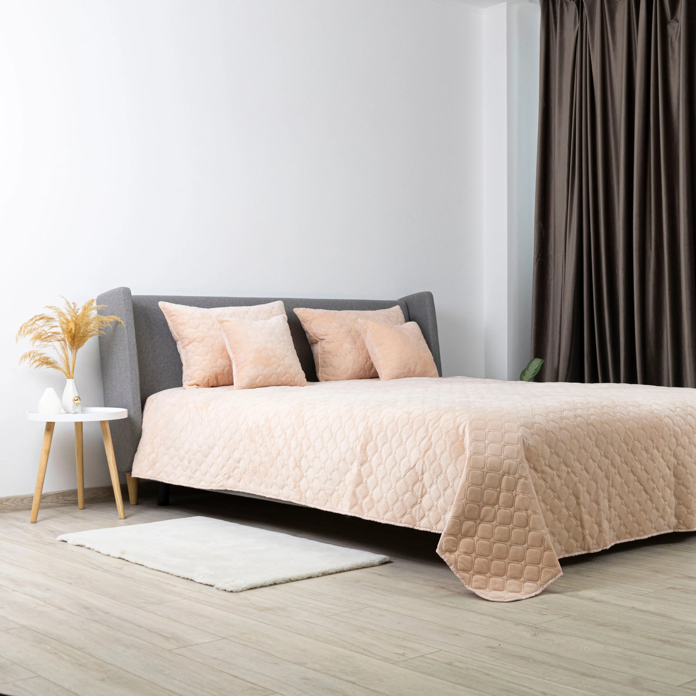Покривало ТЕП "VELOUR" 150*210 см Персиковий/Ромб круглий